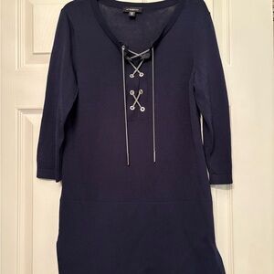 Le Chateau Blue Scoop Neck 3/4 Sleeve Dress
